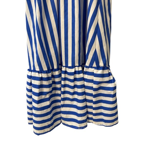 Lark + Grey Maxi Dress Blue and White Striped Tie Straps Size L Pre-owned Good - Picture 2 of 8